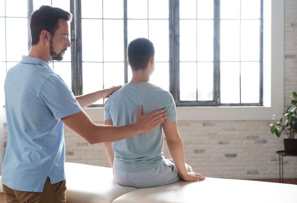 Preferred Chiropractic | Why Spinal Symmetry Matters More Than You Think A chiropractor adjusting a patient's back and spine during a treatment session.